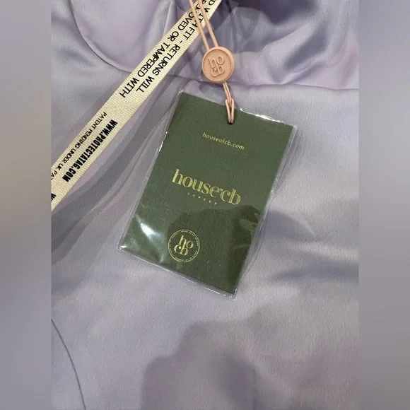 NWT House‎ of CB Helena Orchid Satin Midi Dress with Feathers Sz XS $285 Midi